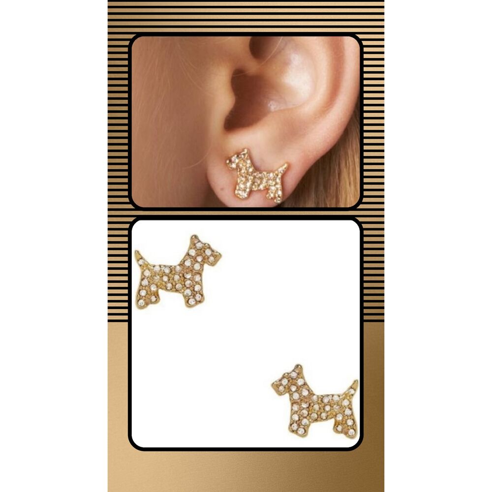 KATE SPADE NY Rose Gold Pave Scottie-Terrier Stud Earrings
